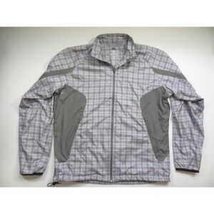 Sunice Weather Jacket Men's Large‎ Grey Plaid Full Zip Vented Golfer Windbreaker